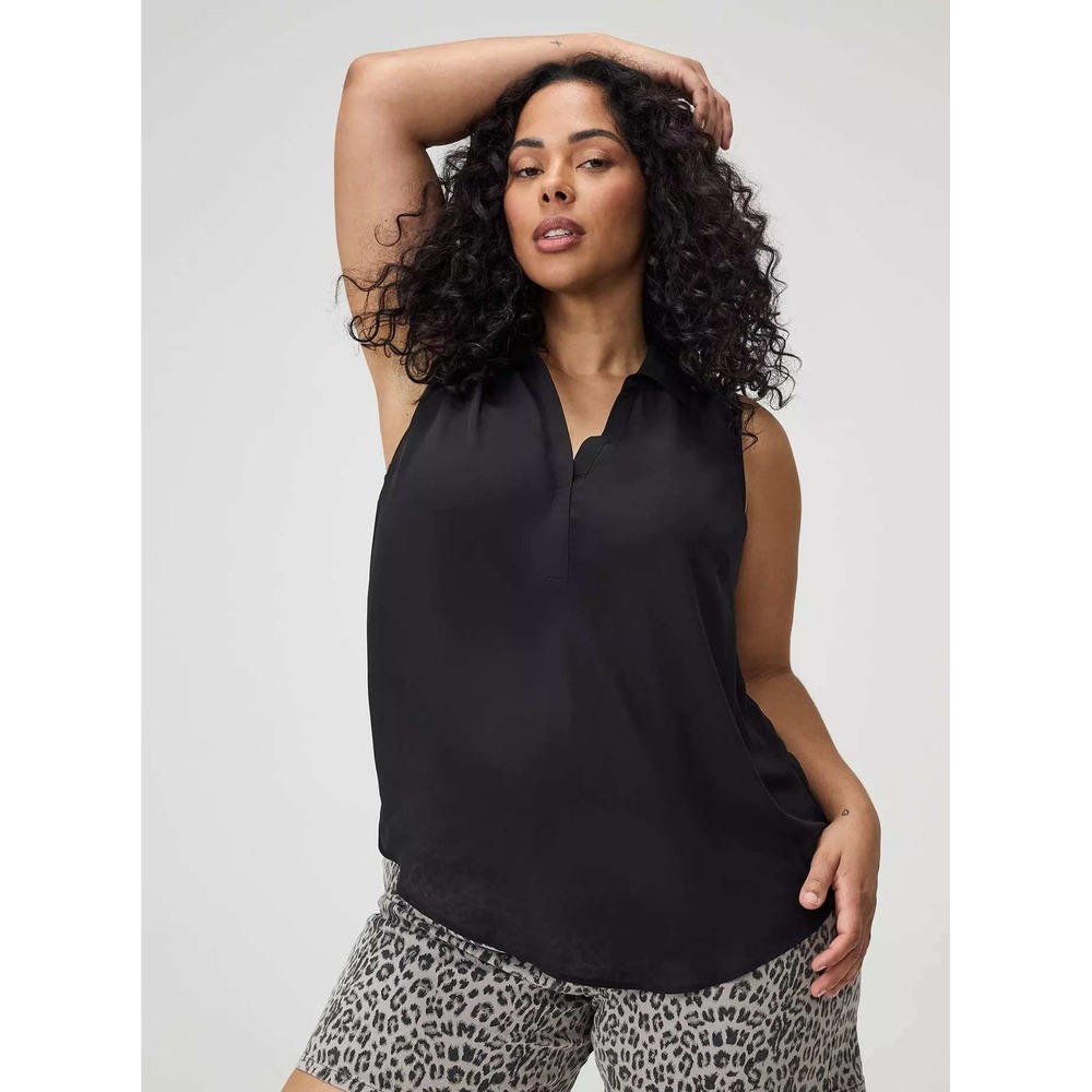 Torrid Harper Black Georgette Sleeveless Pullover Blouse Size 2 (2X) Plus Top‎